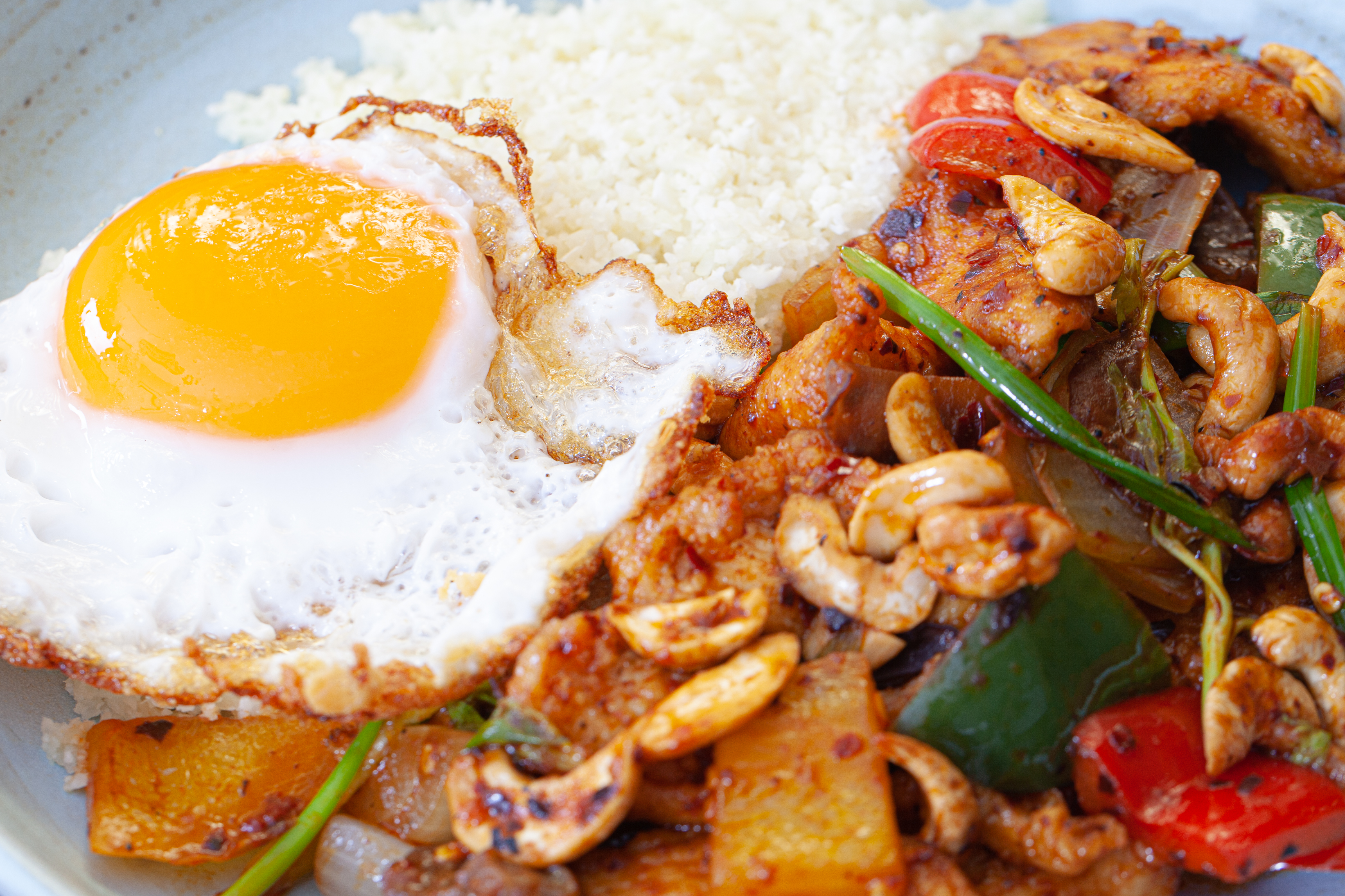Pasture-raised chicken with cashew nuts